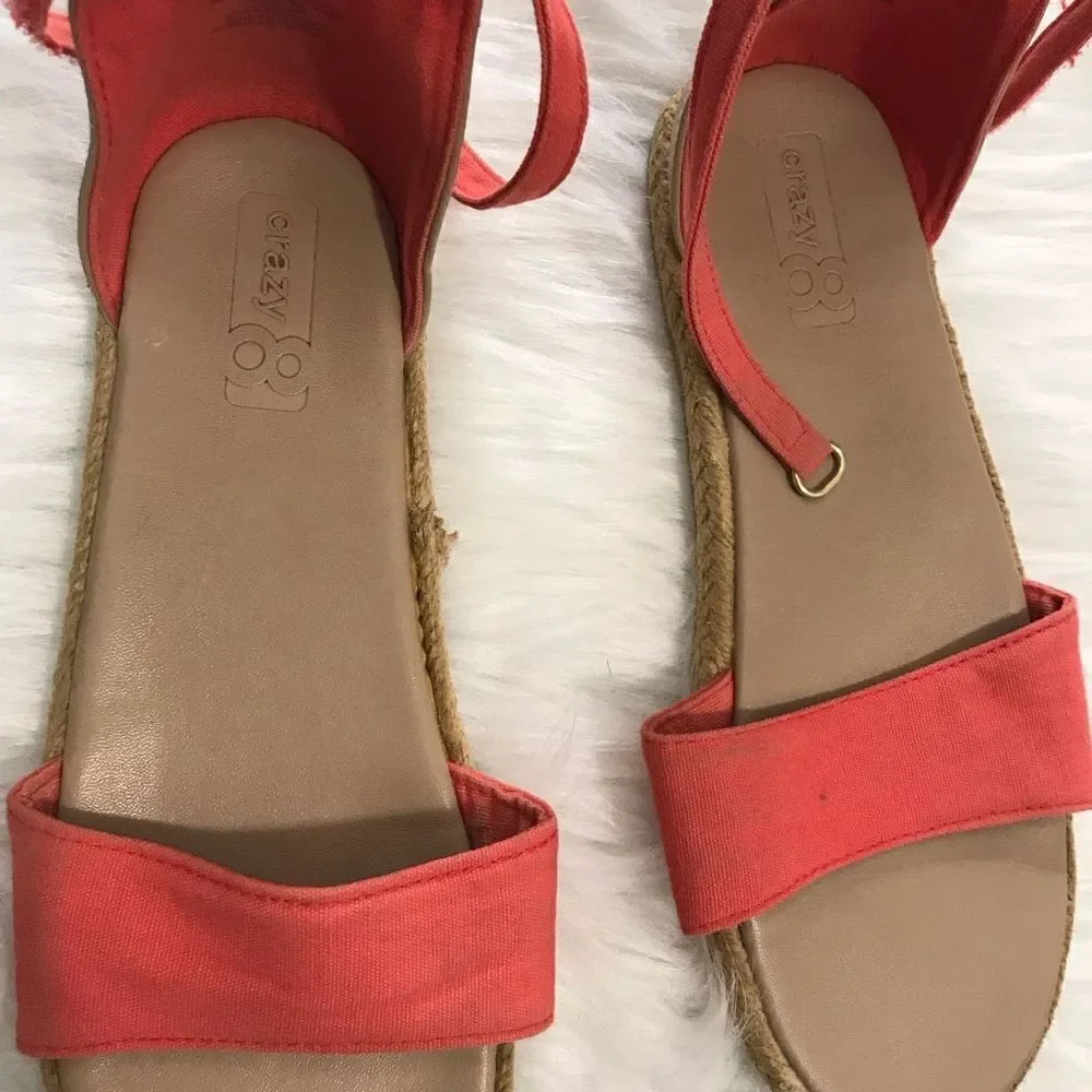 Girls Sandals Size 4 coral pink red open toe‎ dress shoes summer